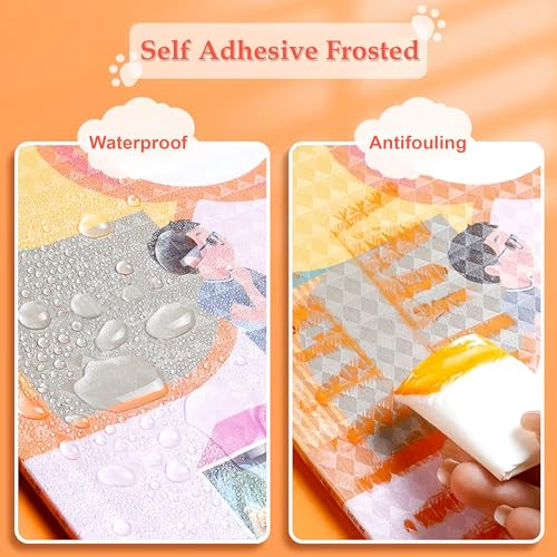 Image of GLUN Transparent Textured Plastic Frozen Book Cover, Pack of 10 Sheets, Protective Thick Self-Adhesive Sticky Transparent Cover for Students School Office