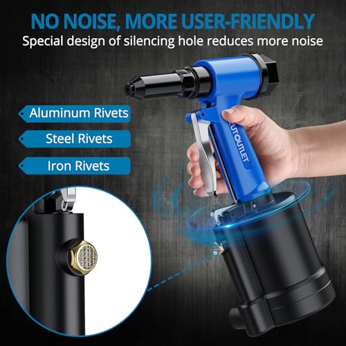 AUTOUTLET Pneumatic Rivet Gun Kit Heavy-Duty Riveter 4 Sizes Air Hydraulic Riveting Tool for Manufacturing Fields - Thumbnail 3