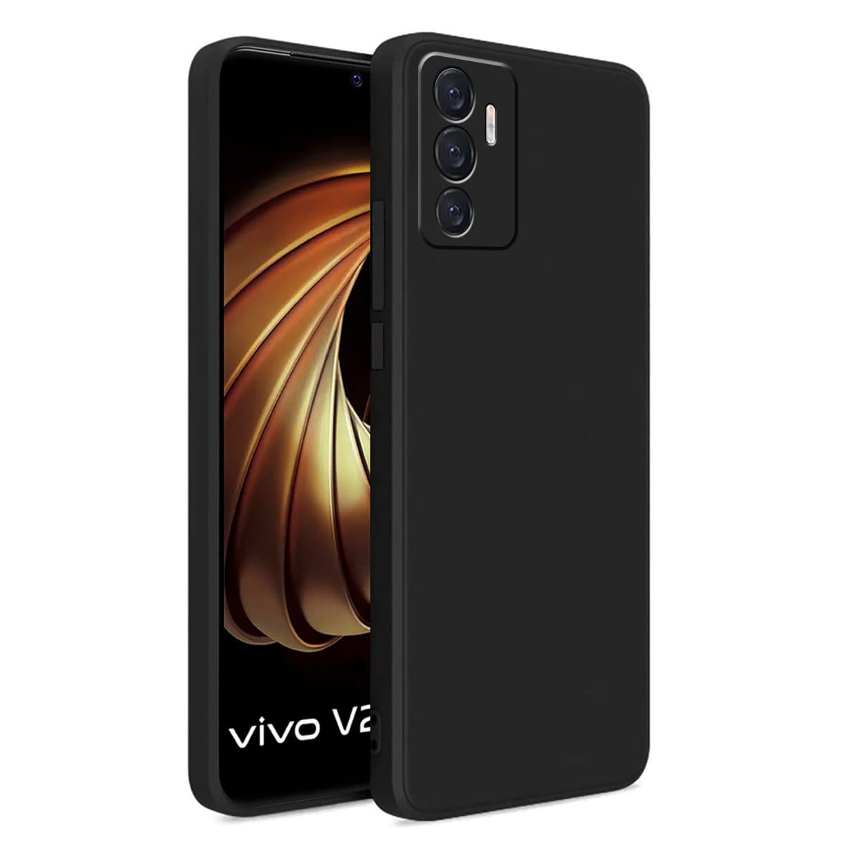 LIRAMARK Silicone Soft Back Cover Case for Vivo V23e 5G / Vivo S10e 5G / Vivo Y75 4G (Silicone Black)