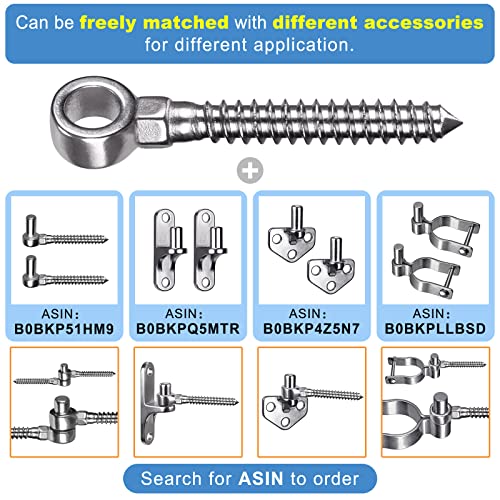 Insaga 304 Stainless Steel Gate Hinges For Wooden Fences Heavy Duty, One-Piece Molding Screw Eye Hook For Wooden Farm Gate Hinge Bolts, Eye Hinges With Hole Dia 5/8'' To Adjust Gate Sag (Set Of 2) #TOP4