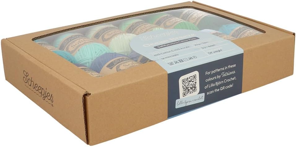 Scheepjes Softfun Color Pack, 12 x 20 g (0.7 oz) Ocean Breeze, Cotton-Acrylic Blend for amigurumi, Babywear and Lightweight Garments