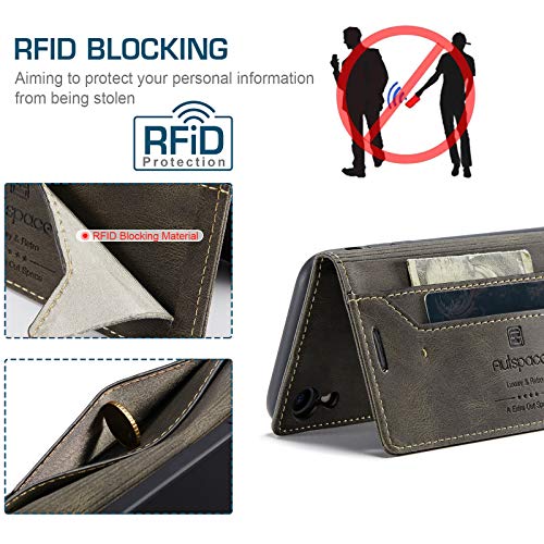 Tohulle For Iphone Xr Case, Vintage Wallet Case Card Holder Kickstand Hidden Magnetic Flip Leather Case For Iphone Xr - Coffee Brown #TOP4