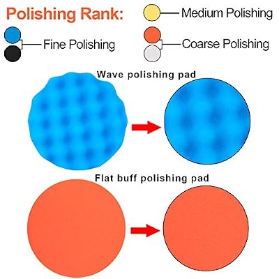 SIQUK 9 Pieces 3 Inch Buffing Pads Kit Foam Buffer Polisher Pads 3 Inch Hook and Loop Polishing Pads Buffer Attachment for Drill