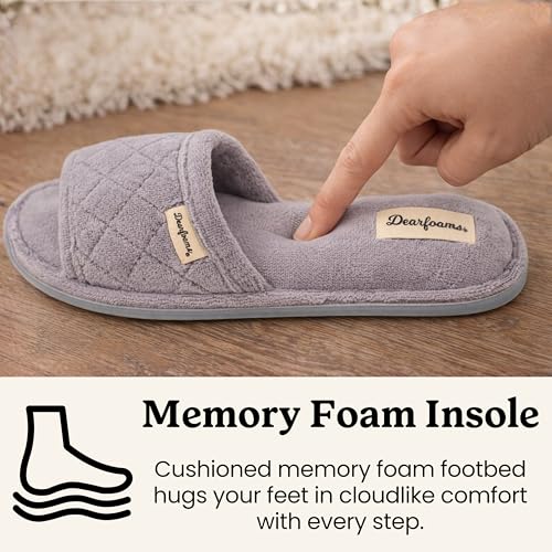 Image of Dearfoams womens Slipper Memory Foam Summer House Shoe Beatrice Terry Slide