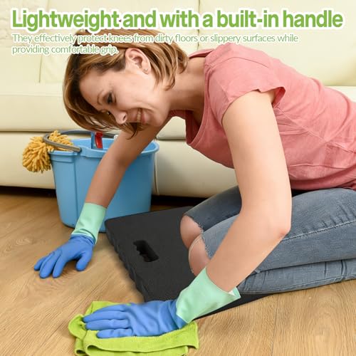 JSUOEO 4 Stück Kniekissen Garten, 43x28x4CM wasserdichte Dicken Kniebrett mit Eingebautem Griff Groß Kniematte Knieunterlage für Gartenarbeit Arbeit Reparatur Yoga (Schwarz, Grau)