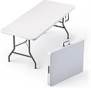 6 Feet Foldable Table with Built in Handle & Steel Legs | 6FT Heavy Duty Folding Portable | Perfect for Party, Dining, Wedding, Events, Picnic Indoor, Outdoor, Camping, Utility, Folding - 6 Foot