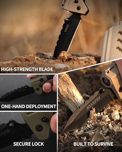sayram Pocket Knife Flashlight Kydex Combo, Rechargeable Flashlight with Knife, EDC Flashlight Survival Knife Multitool with Pulse Ignition for Outdoor Survival (Black) - Image 6