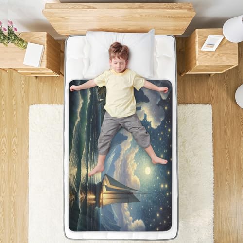 Protège-matelas imperméable Sailing Night lavable pour lit d'enfant bleu - 8