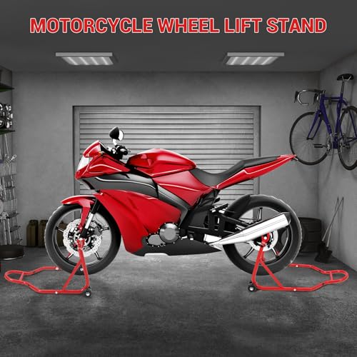 Motorcycle Stand Lift, 850lbs Front Rear Combo Stand Lift Stand, Front Wheel Fork Stand, Rear U+L Fork Swingarm Spool Stand, Universal Motorcycle Paddock Stand Wheel Lift Stand
