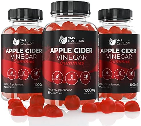 180 Apple Cider Vinegar Gummies–1000mg–-ACV Gummies-Supports Weight Loss Efforts, Digestion - Gut Health, Energy Levels, Detox & Cleansing - Vegan Non-W/VIT B6, B12