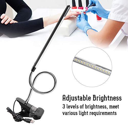 Tattoo Lamp, Portable USB LED Clip Table Lamp Adjustable Desk Light for Tattoo/Manicure/Makeup Black - Image 2