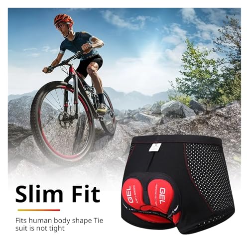 Calzas ciclistas con almohadilla 5D para hombre rojo M miniatura 7