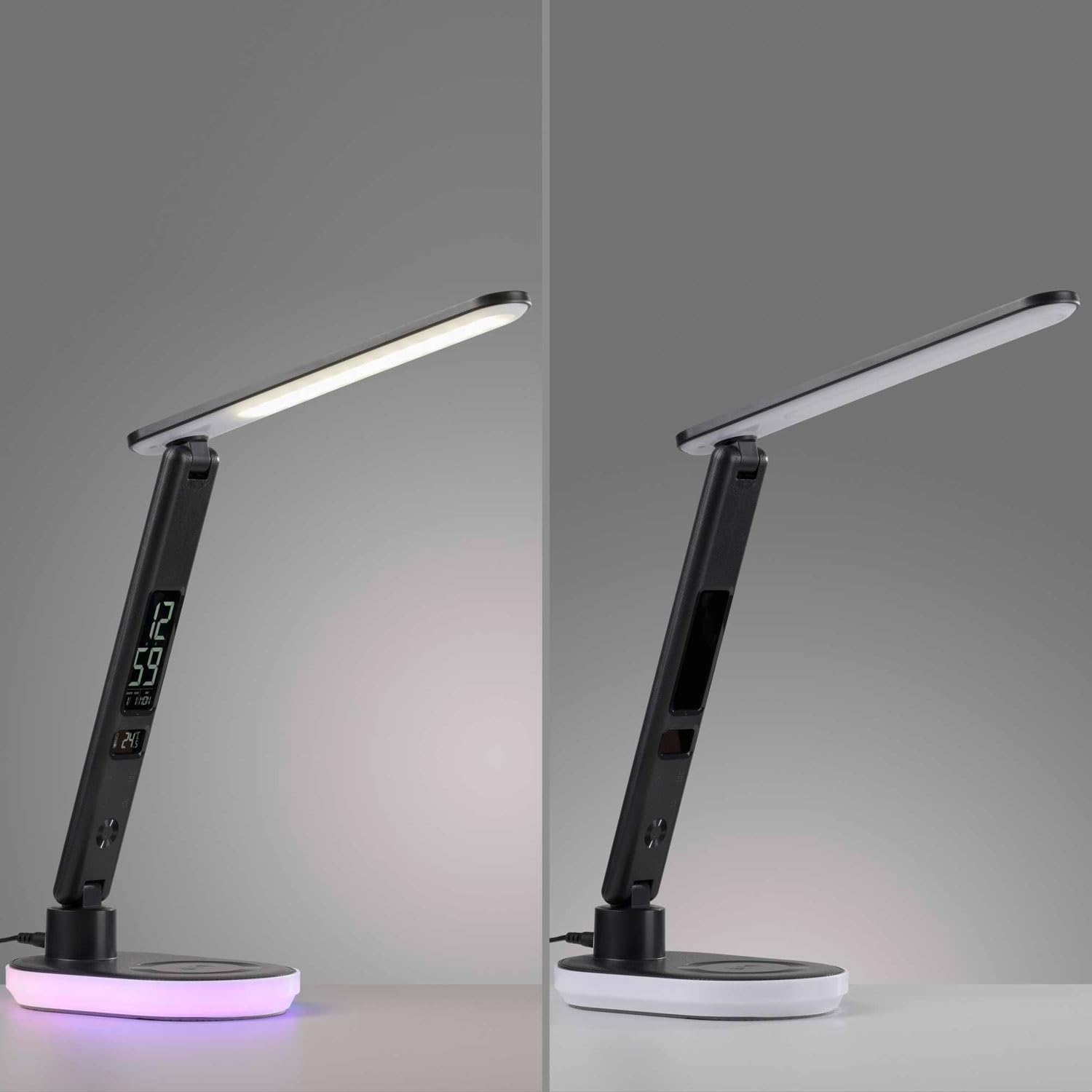 Just Light. LED-Schreibtischlampe - H 54 cm - Schwarz - Kunststoff - dimmbar - mit RGB-Farbwechsel
