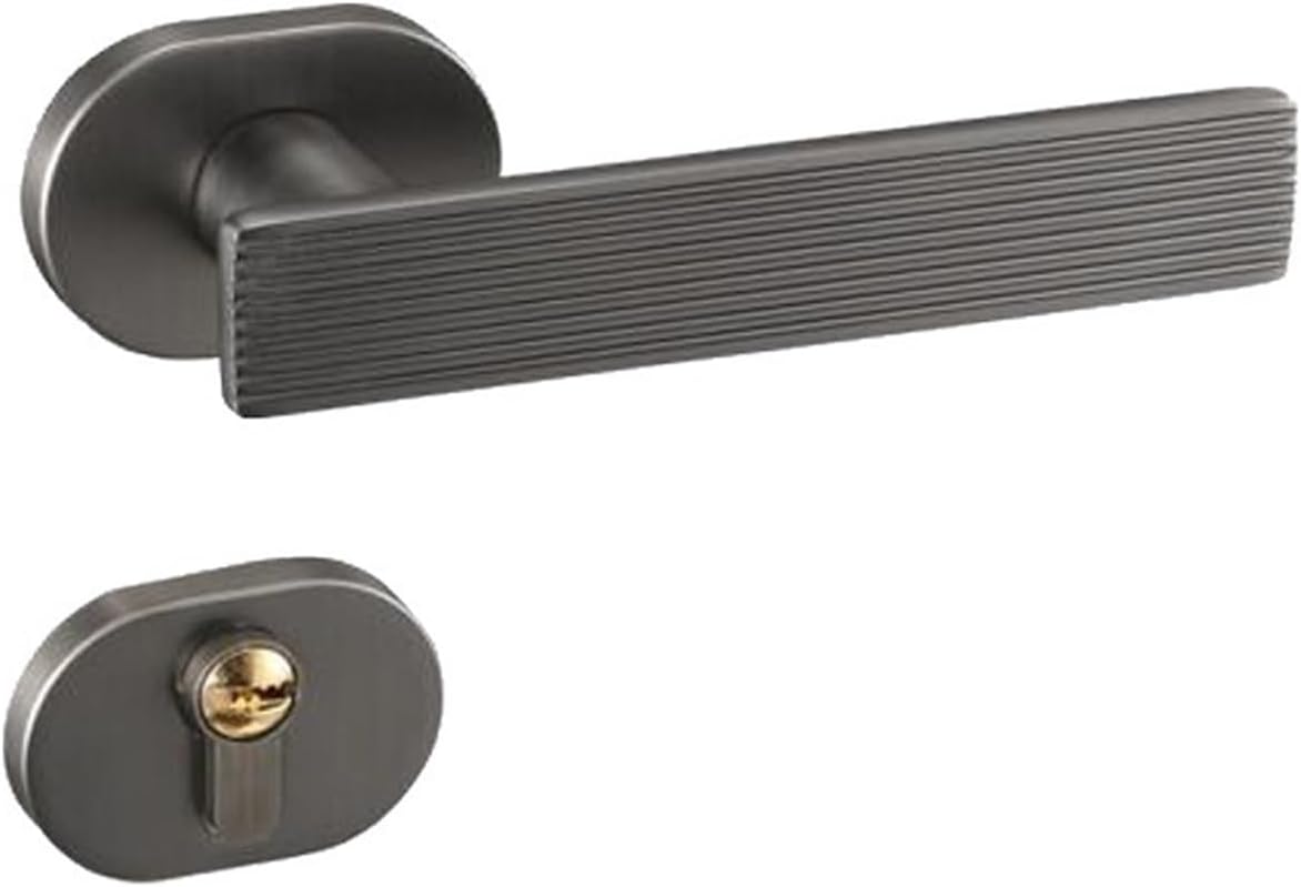 Bedroom Door Lock Gray Solid Wood Door Handle Handle Lock Aluminum Alloy Minimalist Indoor Split Lock Mechanical Door Lock(JS292Zinc Alloy Grey)