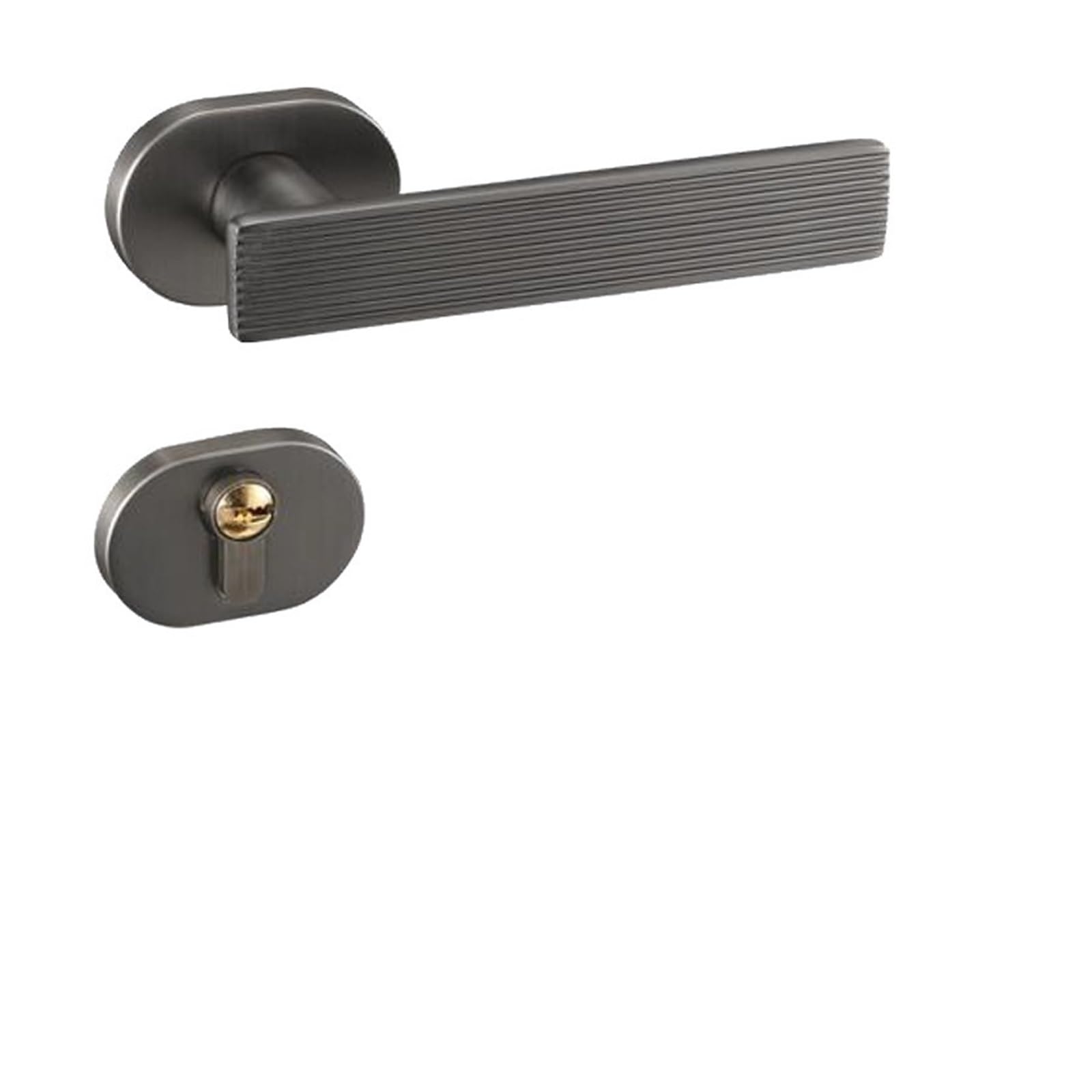 ZONSHJDKR Solid Wood Bedroom Door Handle Aluminum Alloy Minimalist Interior Split Mechanical Lock(JS292Zinc Alloy Grey)