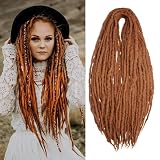 Dreadlock Extensions Dark Brown Wool Double Ended DE End Dreads 15 Strands Crochet Dreads Extensions 22 inches Dreadlocks Extension Straight Hippie Style Dreads for Women Men