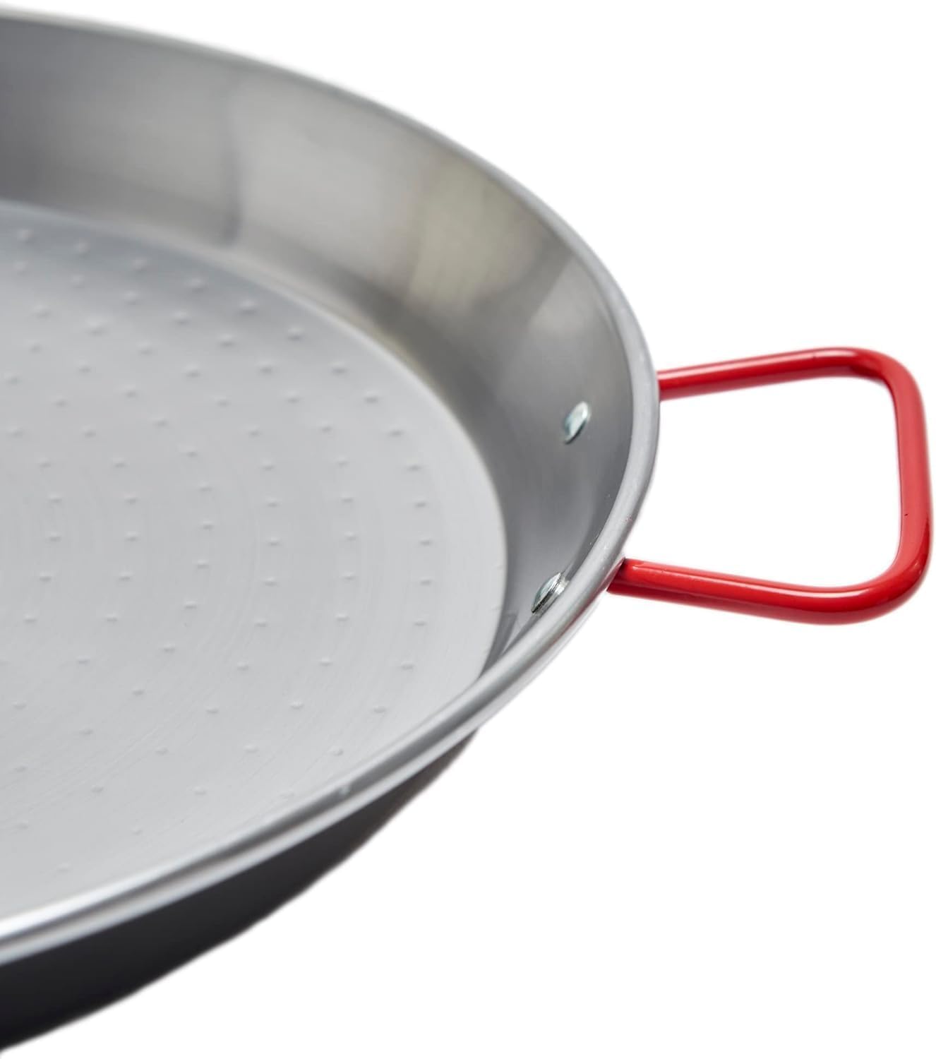 Padella Per Spaghetti All' Assassina Tegame in Ferro Spazzolato, Manici Rossi, per Cottura Tradizionale (34 cm)
