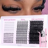 Lash Clusters Kit with Spikes Wispy Lash Extension Kit with Bottom Lashes 100D Eyelash Clusters 380PCS Volume Eyelash Extension Kit Spiky Lashes Clusters Kit with 2-IN-1 Lash Glue, Tweezers