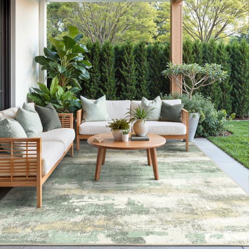 GENIMO 5x8 Outdoor Rug, Washable for Patio and Deck, Sage Green