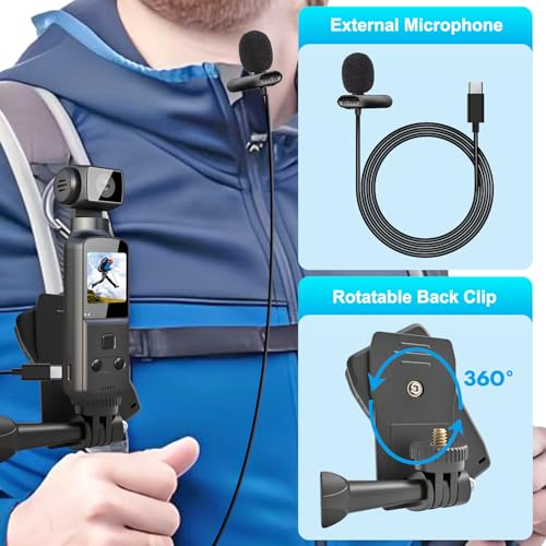 IXROAD 4K Bodycam Körperkamera, POV/Vlog/Pocket Kamera mit 270° Drehbares Objektiv, Sports Action Cam mit Externem Mikrofon, Clip und 64 GB TF-Karte