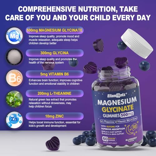 Ellamentz Magnesium Glycinate Gummies 250mg (Sugar-Free, 120-count 2-Pack) — view 6