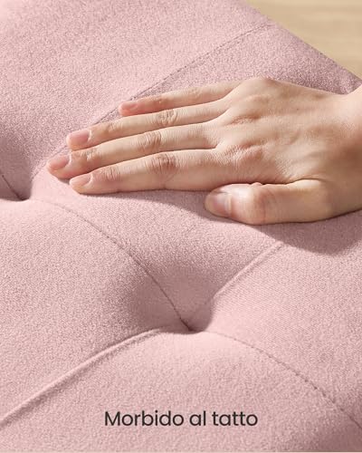 SONGMICS Pouf Contenitore Cassapanca Pieghevole, 38 x 76 x 38,5 cm, Sgabello Poggiapiedi, 77 L, Superficie in Velluto, per Camera da Letto Soggiorno, Rosa Pastello LSF0517R01 - Immagine 3