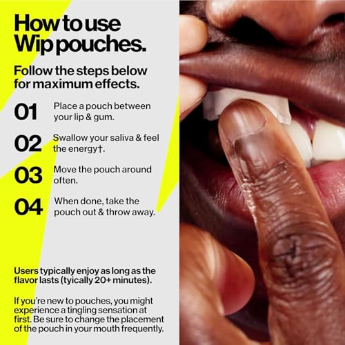 Image of Wip Energy Pouches | 100mg & 200mg Natural Caffeine | Vitamins and Minerals | 4 Pack Variety: Mint and Fruit Punch