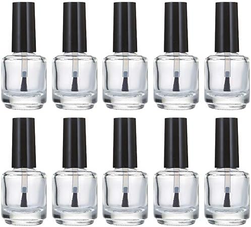 Teensery 10 Pcs 15ml Glass Nail Polish Bottles Empty Refillable Nail Polish Bottle Containers with Brush Cap for Nail Art Sample (Transparent) image 5