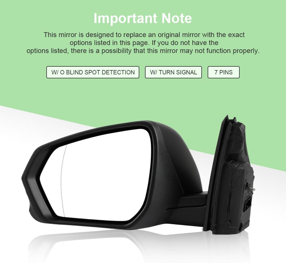 SCITOO Driver Side View Mirror Compatible with 2018-2021 For Chevy For EQUINOX W/TURN SIGNAL, W/O BLIND SPOT DETECTION,7 PINS Left Outside Exterior Mirror GM1320617 84404677-PFM