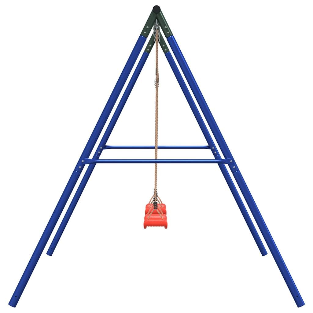 Zestaw huśtawek z 2 huśtawkami z lakierowanej stali, 206 x 185 x 185 cm, zabawka ogrodowa dla dzieci w wieku 3-10 lat, zabawka zewnętrzna do ogrodu i na plac zabaw, wspomaga ruch i równowagę