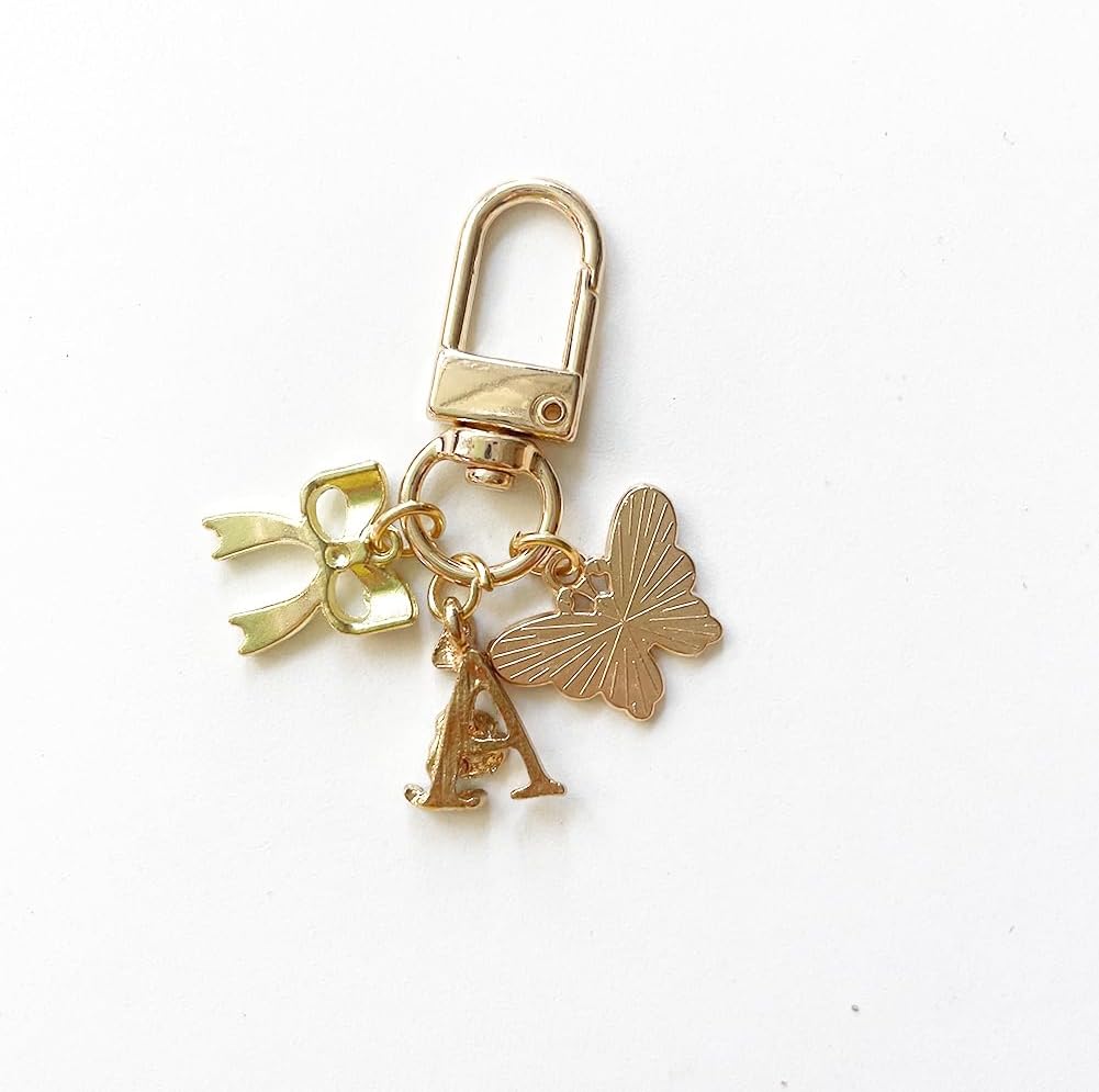 Cute Colourful Initial Letter Keychains with Small Colorful Butterfly Mini Key Chain for Women - Image 6