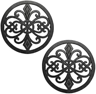 BSTKEY 2 Packs 8" Heavy Duty Cast Iron Trivet, Hot Pot Holder, Pan Pads Mat, Metal Trivet Stand for Kitchen or Dining Table, Round