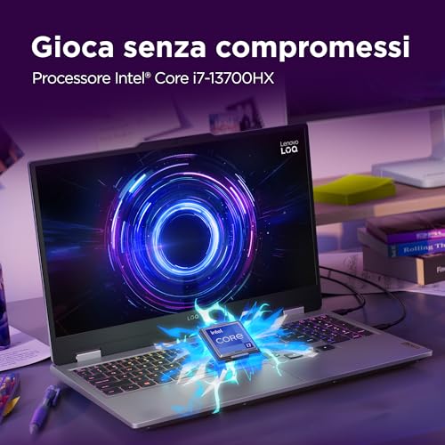 LOQ 15" Notebook Gaming, NVIDIA GeForce RTX 5060 8GB GDDR7, Intel Core i7-13650HX (5.0 GHz), RAM 16GB DDR5-4800, 1TB SSD M.2 2242 PCIe 4.0x4 NVMe, FHD 144Hz, Windows 11 Tastiera Retroilluminata - Notebook - Immagine 1