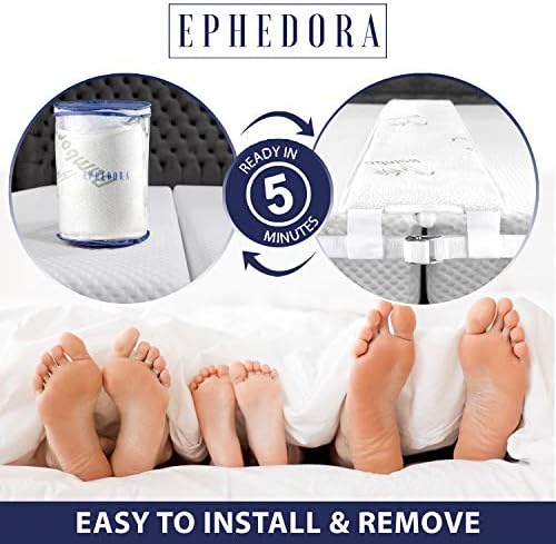EPHEDORA Extra Wide Bed Bridge Connector | Twin to King Converter Kit with Strap | Adjustable Mattress Connector for Bed | 25D Memory Foam | 10" Design | Non-Slip | Storage Bag Included