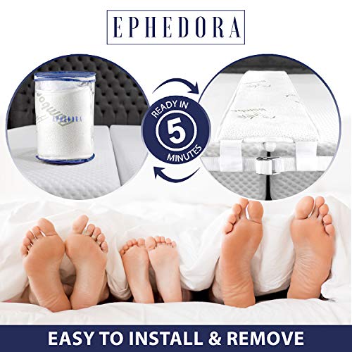 Ephedora 12" Extra Wide Bed Bridge Connector | Twin Xl To King Converter Kit With Strap | Adjustable Mattress Connector For Bed | 25D Memory Foam | Extra Wide Design | Non-Slip | Storage Bag Included #TOP5