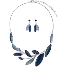 Vintage Chunky Statement Jewelry Set Retro Leaf Floral Geometric Bohemian Boho Bib Necklace Earring Set Fashion Costume Jewelry for Women Girls Wedding Party Prom Unique Gift
