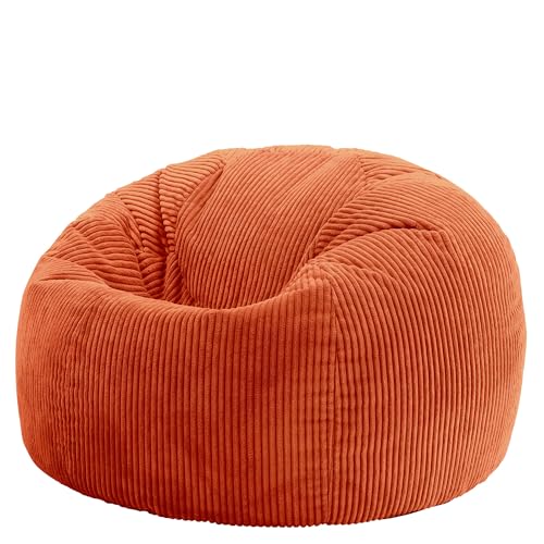 icon Classico Poltrona Sacco, Arancia, Velluto a Coste, Pouf Poltrona con Riempimento Incluso, Pouf Sacco, Camera da Letto, Soggiorno, Mobili Soggiorno
