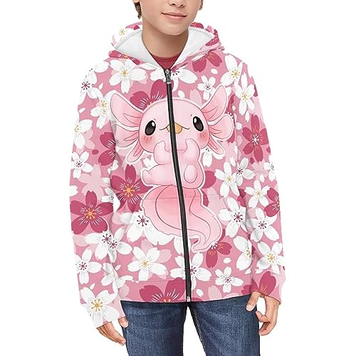 Sweatshirt with Pocket for Kids Warm Zip Up Hoddies Casual Coat Top for Kids Boys Girls Drop-shoulder Design3