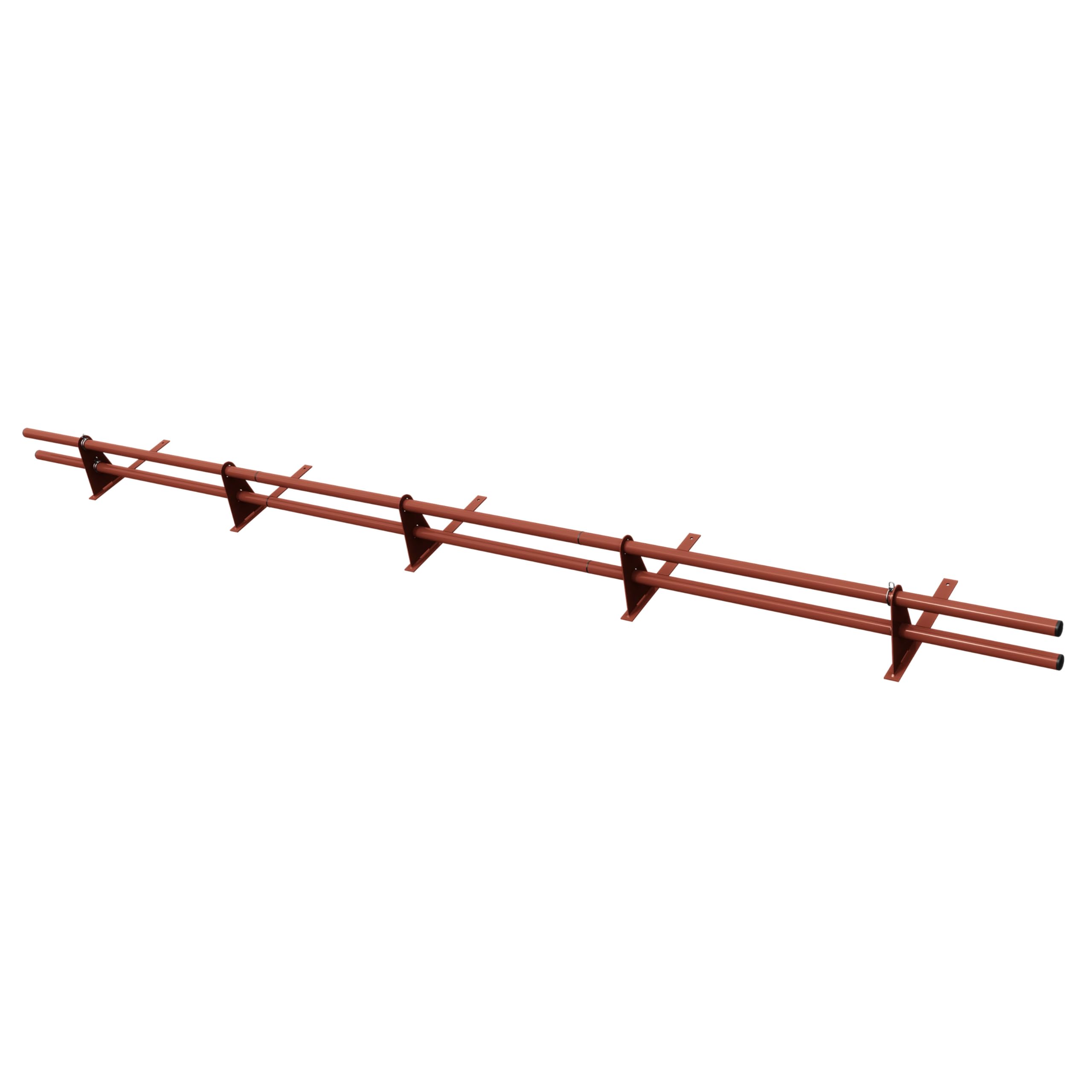 Parotec PARE-NEIGE Kit Tubulaire Complet 3,0 m (300 cm) - Pour bac acier, bitume & shingles – pare-neige/système antineige - 2 tubes, 5 supports - 10 couleurs - RAL 8004 Rouge tuile (terre cuite)