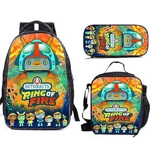 IKBAGVBK Anime Super 3 Piece Kids Backpack Set，Superhero Multifunction Boys Girls Study Schoolbag，Bookbag with Lunch Box & Pencil Case Combo Set
