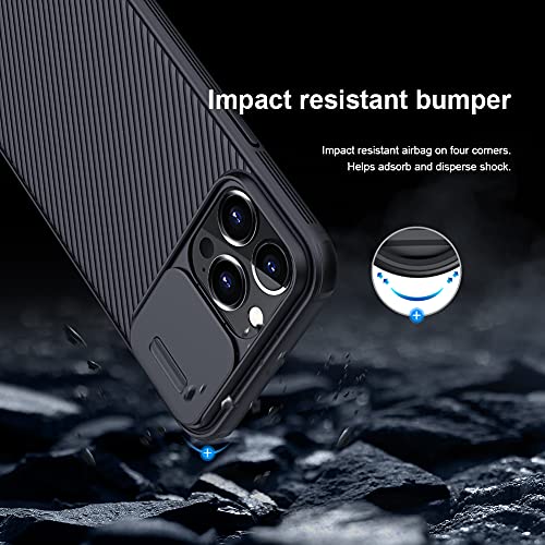 Image of iPhone 13 Pro Case with Camera Cover,Slim Fit Thin Polycarbonate Protective Shockproof Cover with Slide Camera Cover, Upgraded Case for Apple iPhone 13 Pro (Black) (Black)