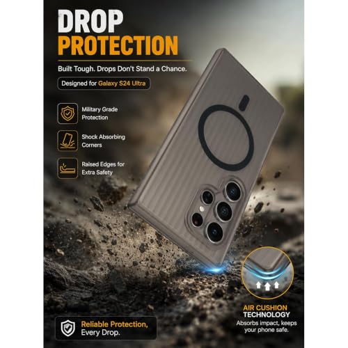 Image of keeshar MagPro Stripe case for S25 Ultra Black Frosted Transparent PC Hard Back Cover Camera & Body Protection|Anti Shock,Scratch Resistant Wireless Charging Compatible