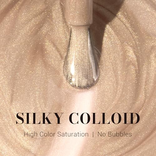 Image of MelodySusie Pearlescent Champagne Gel Nail Polish,0.5fl oz Nails Soak Off UV LED Champagne Shimmer Glitter Gel Polish Nail Art Manicure Salon DIY Nail Design Decoration at Home Gift for Women-z147