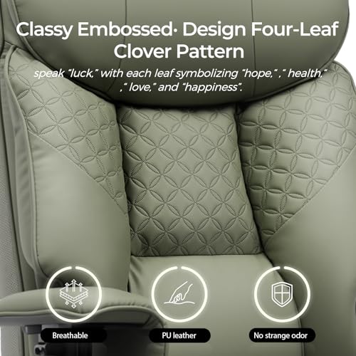 GTRACING Big and Tall Office Chair 400LBS Wide Ergonomic Gaming Chair with Deluxe Embossing Designed Leather with Foot Rest,150°Reclining Adjustable Soft Armrests Pocket Spring Back Support and Pillow