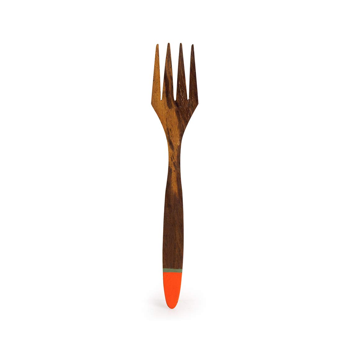 ExclusiveLane 'Tangerine Must-Haves' Handpainted Sheesham Wood Table Forks (Set of 6) - Wooden Fork Set for Dining Forks for Dinner Forks Fruit Forks Flatware Cutlery Set for Dining Table Accessories - Image 4 thumbnail