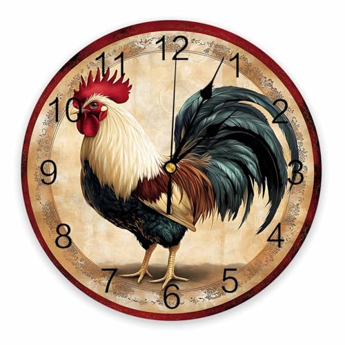 Reloj de pared redondo con gallo 10 pulgadas miniatura 1