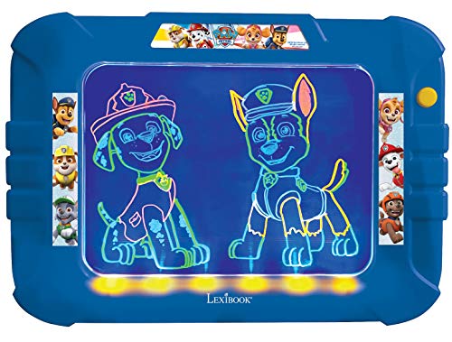 Lexibook Paw Patrol, Neon Electronic Drawing Board, Artistic Creative Toy for Girls and Boys, Cleaning Cloth and Markers Included, Red/Blue, CRNEOPA