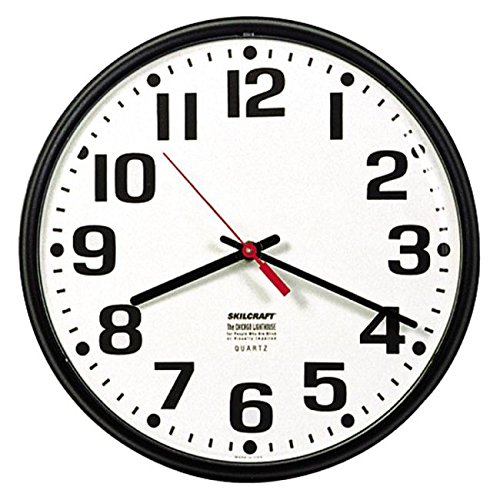 Skilcraft 6645-01-389-7958 Plastic Slimline Wall Clock With White Face, 9-1/4-Inch Diameter, Black #TOP1
