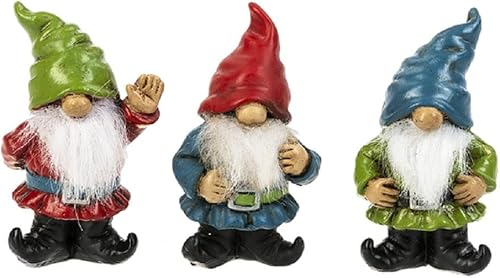 Compatible con Ganz Home and Garden Little Good Luck Gnome, juego de 3 piezas de 2.12 de alto, multicolor, 1.5 pulgadas de ancho x 2.12 pulgadas de