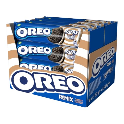 OREO Remix galletas rellenas sabor tiramisú y vainilla, Pack 16 x 157g